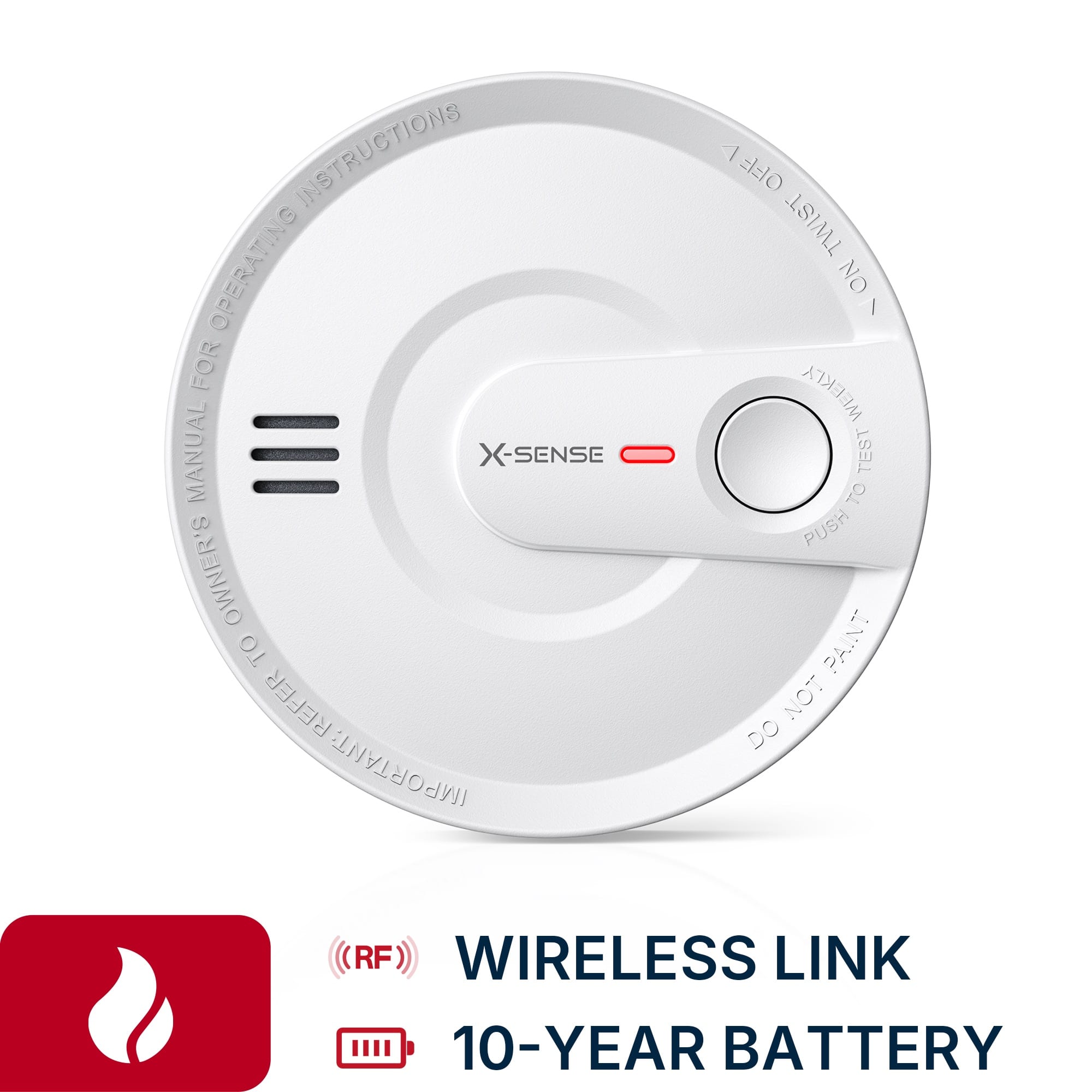 X-SENSE - 10-Year Battery Wireless Interconnected Smoke Detector with Photoelectric Sensor and LED Warning Light 1 Pack - White