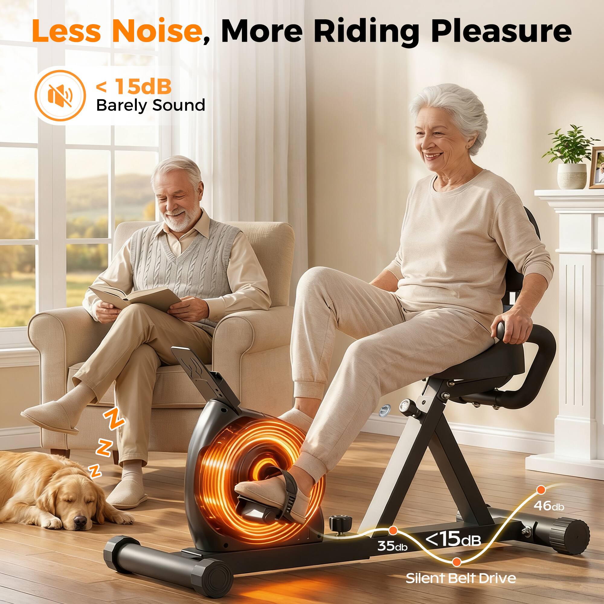 Less Noise, More Riding Pleasure

< 15dB Barely Sound

35db < 15dB 46db Silent Belt Drive