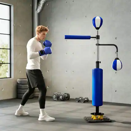 Front. Resenkos - 4.6-6.7 ft Adjustable Speed Bag Stand for Boxing Training and Exercise - Blue - Blue.