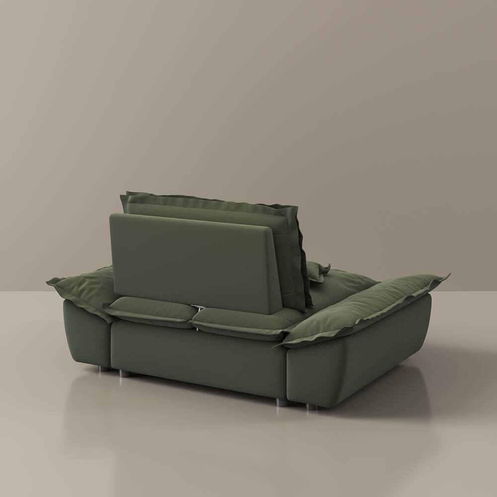 Alt View 9. POVISON - 63.39" Modern Green Pet-Friendly Single Sofa Chair with Adjustable Backrest - Green Suede Fabric.