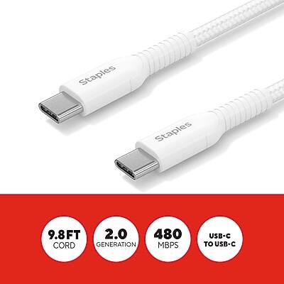 Staples 9.8FT 2.0 Generation 480 MBPS USB-C to USB-C Cord
