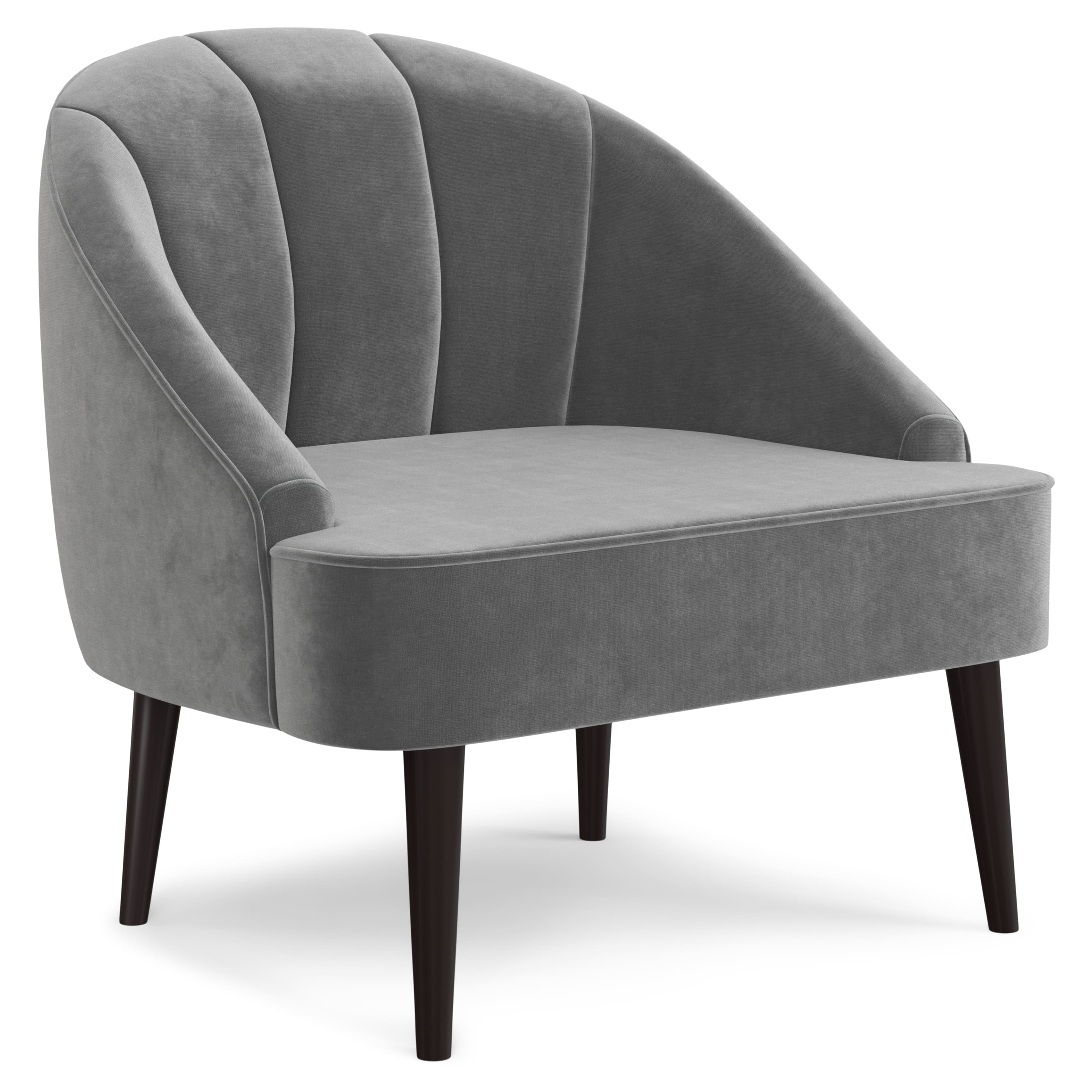 Simpli Home - Harrah 33 inch Wide Contemporary Accent Chair Velvet fabric - Smoky Grey