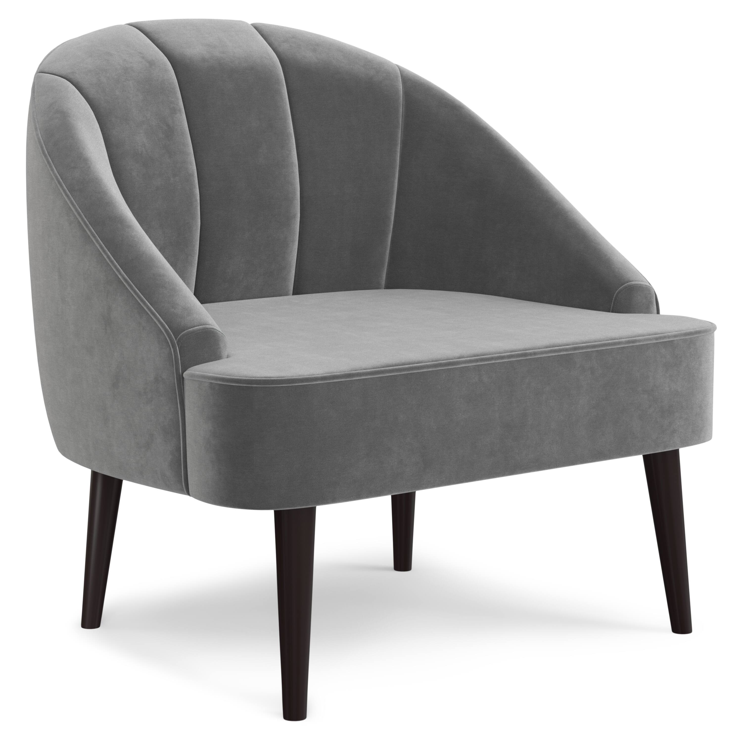Front. Simpli Home - Harrah 33 inch Wide Contemporary Accent Chair in Smoky Grey Velvet fabric - Smoky Grey.