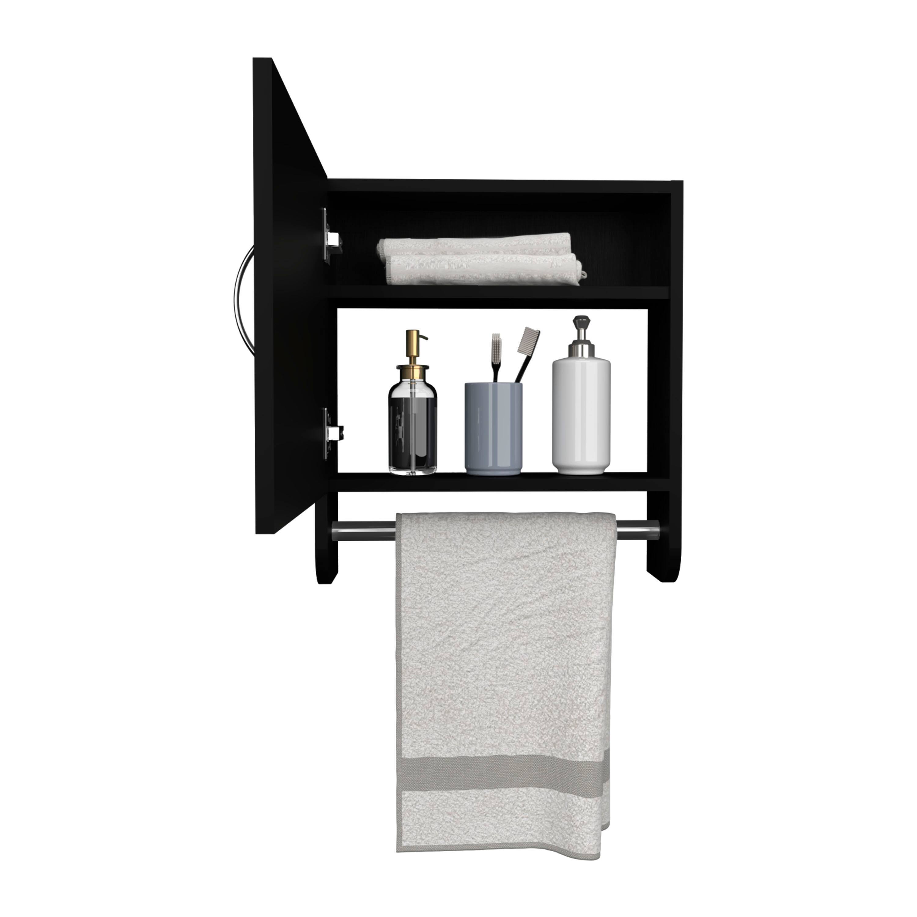 Alt View 2. TuHome - Botiq Mirror Medicine Cabinet With Towel Rack Black, One Door With Two Interior Shelves For Bathroom - Black Wengue.