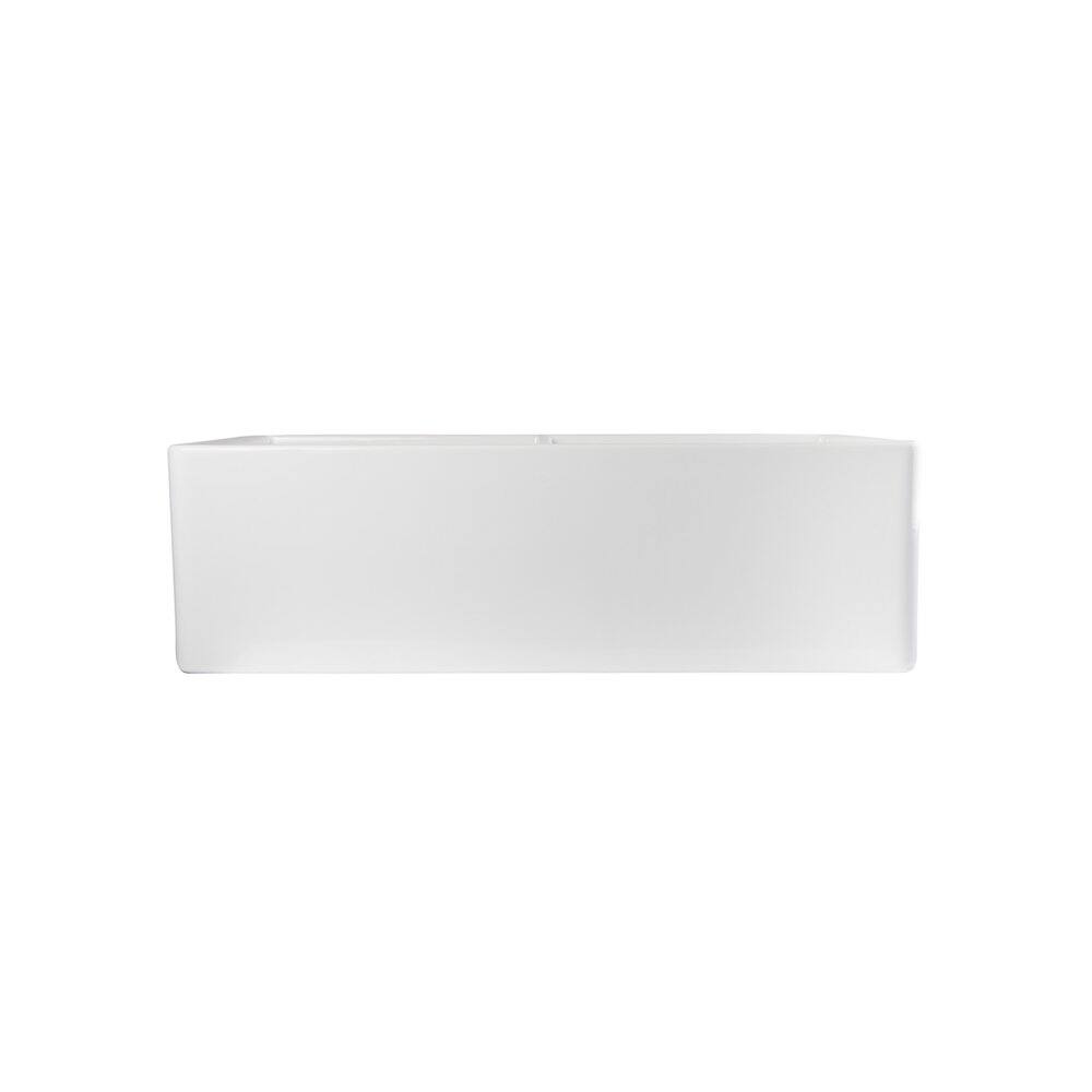 Alt View 2. Alfi - ALFI brand White 32 Smooth Apron Double Bowl Fireclay Farmhouse Kitchen Sink - White.