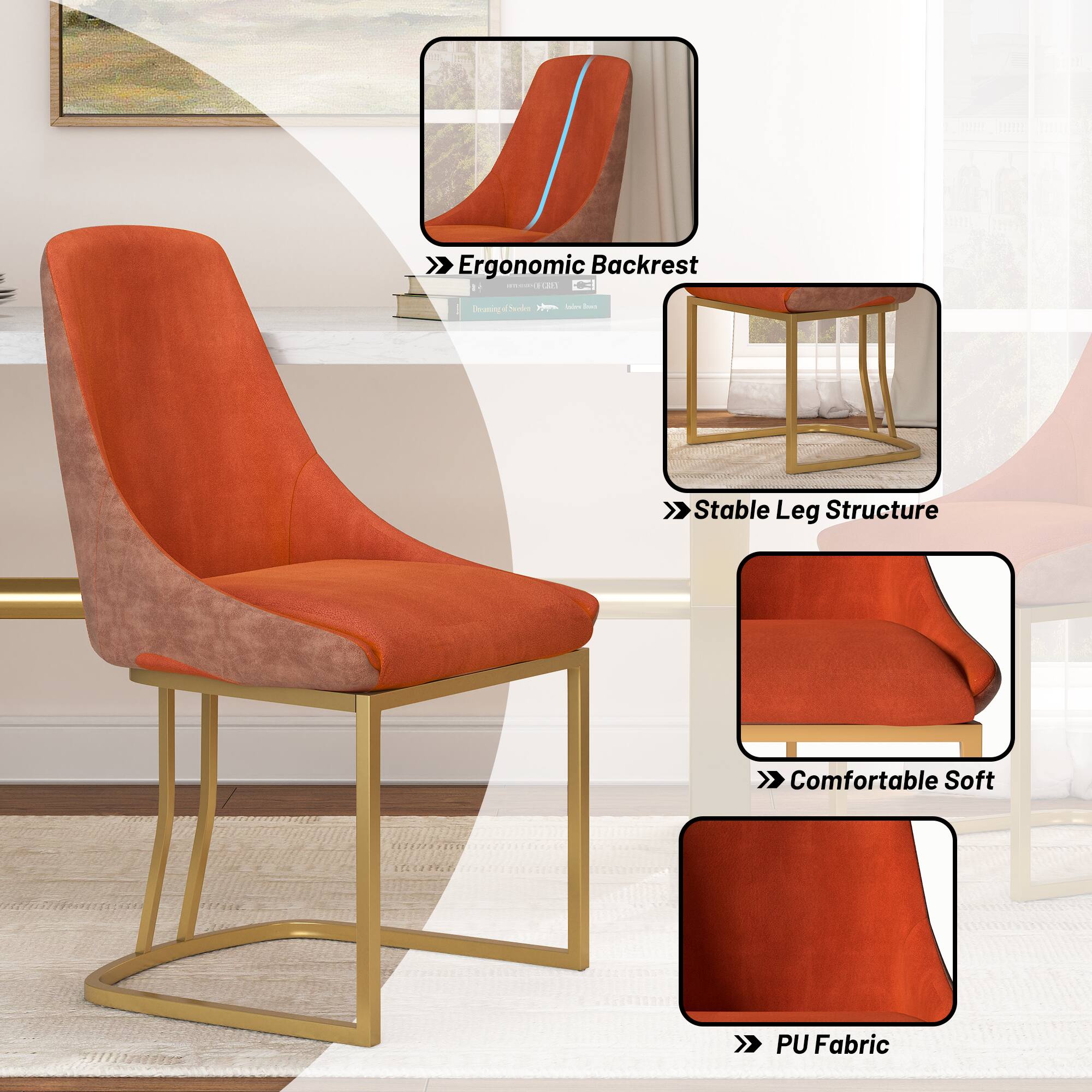 - Ergonomic Backrest
- Stable Leg Structure
- Comfortable Soft PU Fabric