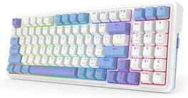 REDRAGON - K664WBP-RGB-PRO Wireless Mechanical Gaming Keyboard with Gasket Mounted, RGB Backlit 94 Keys, Hot-Swappable Switches - Blue/Purple/White
