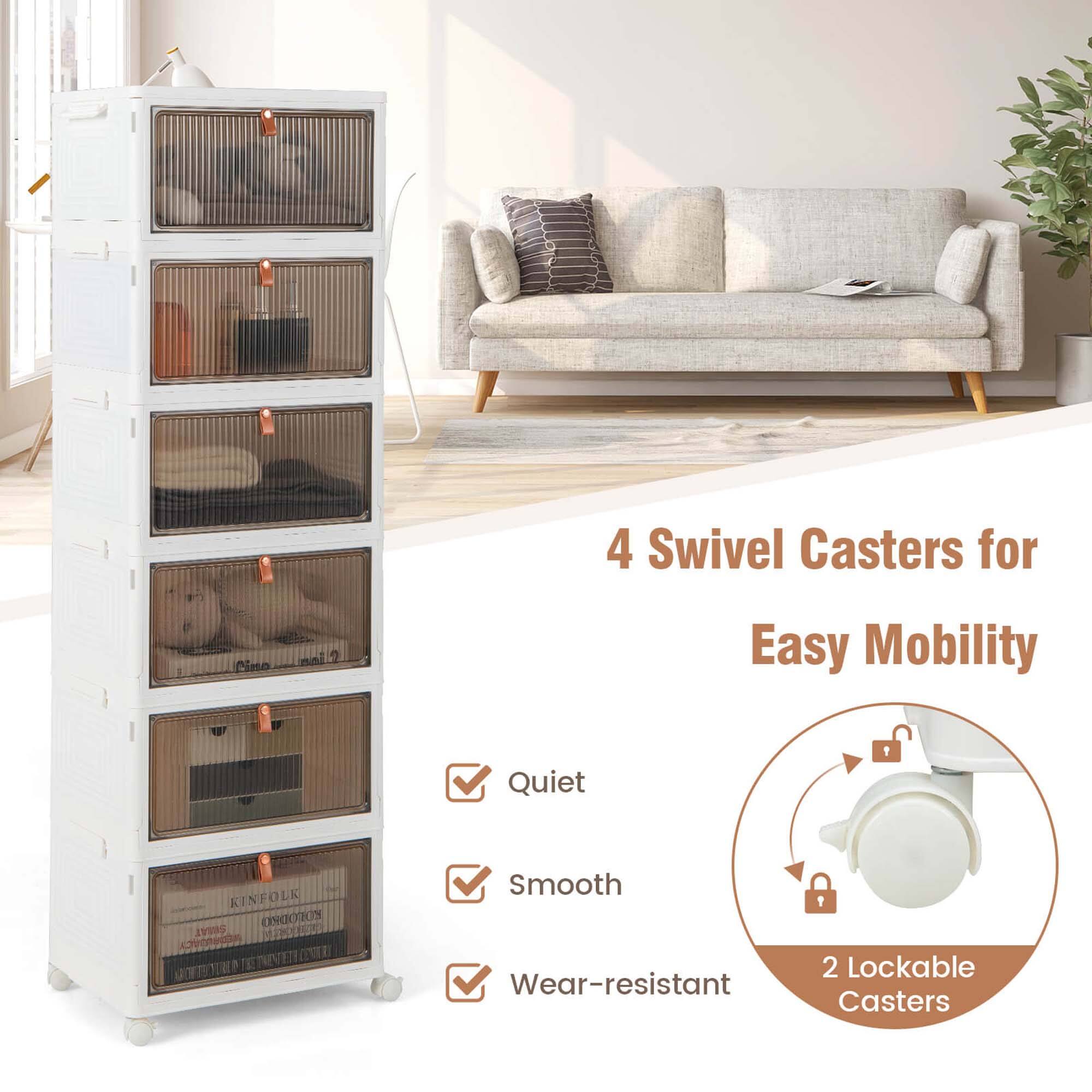 4 Swivel Casters for Easy Mobility: Quiet, Smooth, Wear-resistant, Wear-resistant, Lockable.
