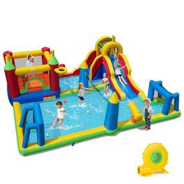 Costway - Inflatable Water Slide Bounce House with Climbing Wall, Splash Pool, 780W Blower - Multi-colored
