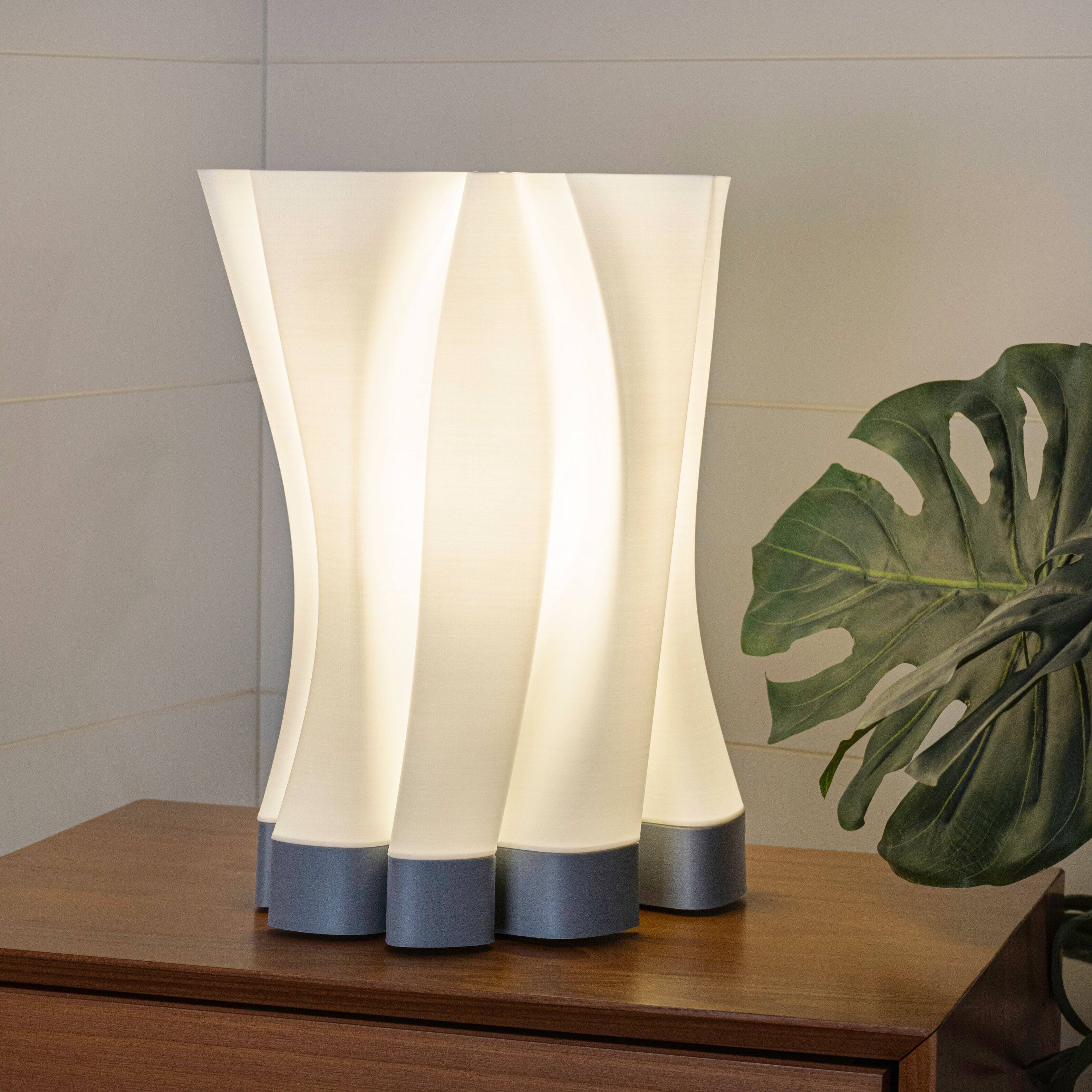 Alt View 1. Jonathan Y - Flame 13.5" Modern Bohemian Plant-Based PLA 3D Printed Dimmable LED Table Lamp, White/Gray - White.