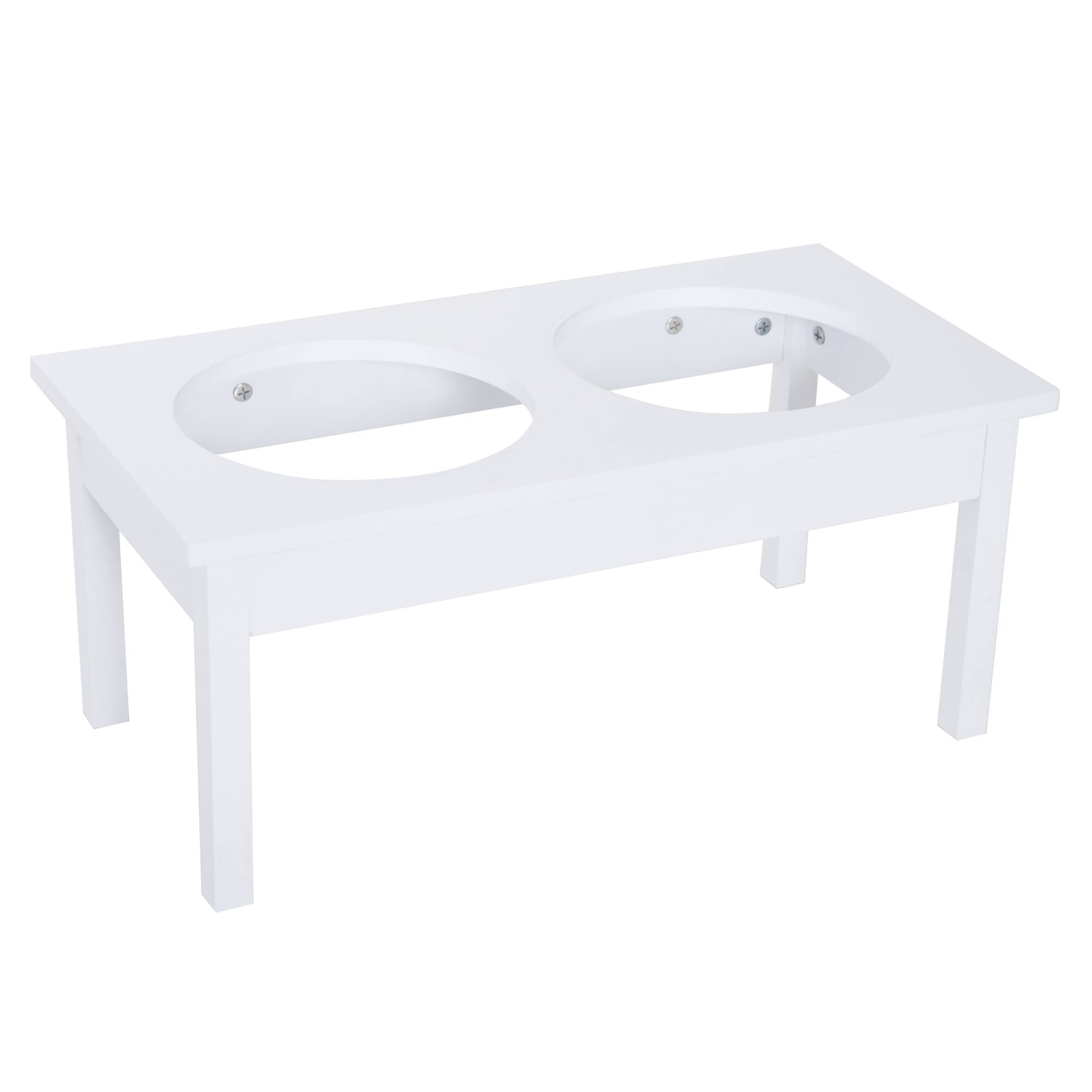 Alt View 4. Pawhut - 23" Wooden Heavy Duty Dog Food Bowls Pet Elevated Feeding Station - White.