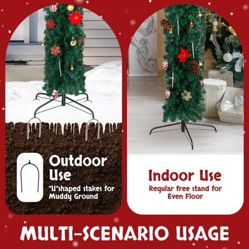 Outdoor Use: "U" shaped stakes for Muddy Ground  
Indoor Use: Regular free stand for Even Floor  
MULTI-SCENARIO USAGE