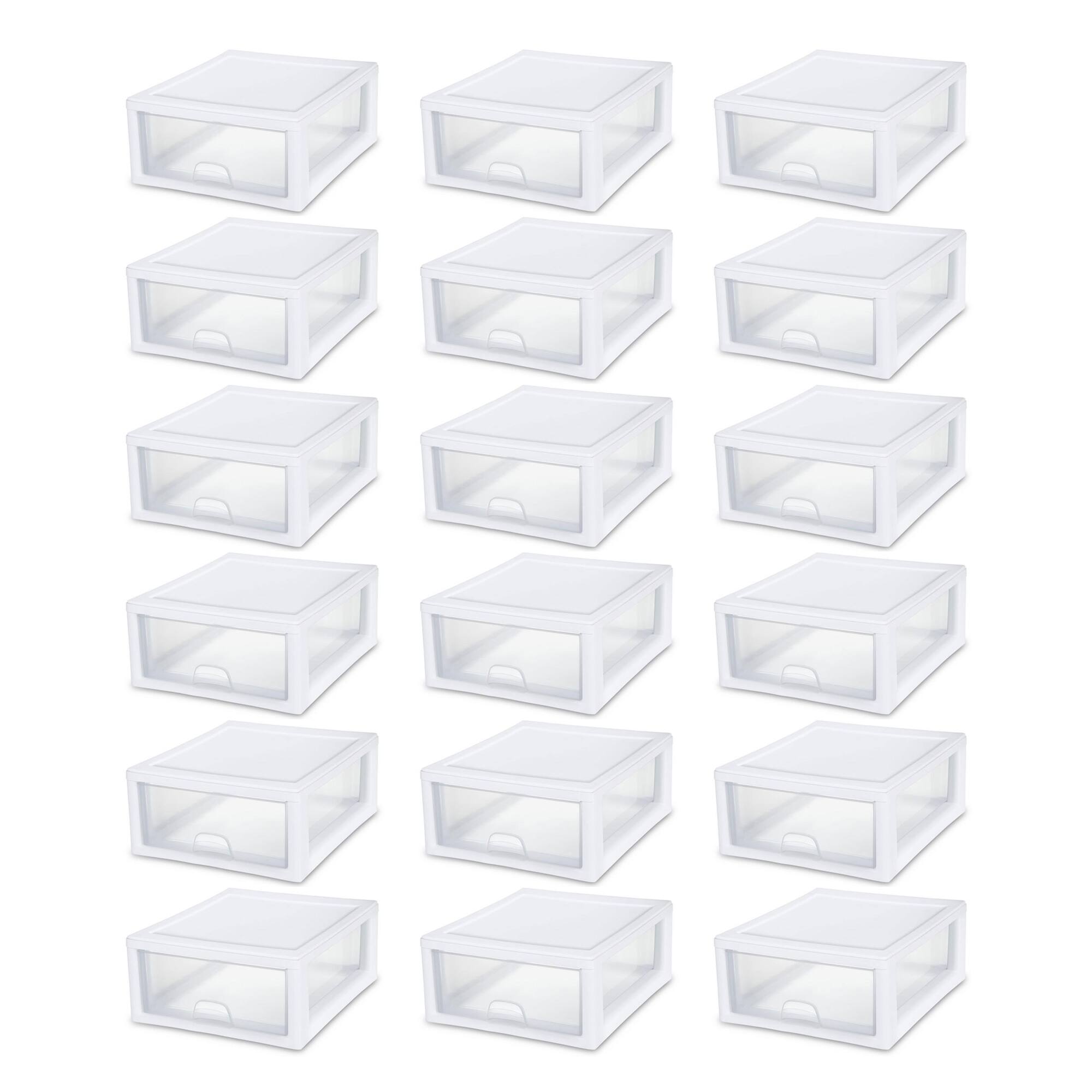 Sterilite - 16 Quart Clear Plastic Stacking Storage Drawer Container Box, 18 Pack