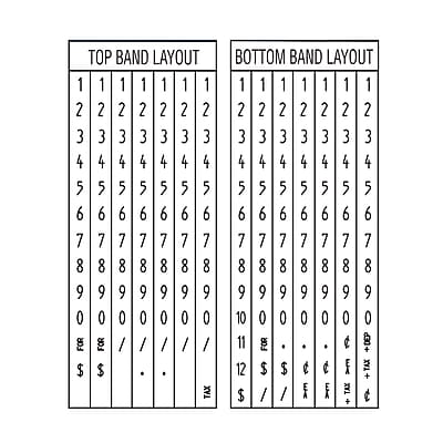 **TOP BAND LAYOUT**
1 1 1 1 1 1 1 2 2 2 2 2 2 2 3 3 3 3 3 3 3 4 4 4 4 4 4 4 5 5 5 5 5 5 5 6 6 6 6 6 6 6 7 7 7 7 7 7 7 8 8 8 8 8 8 8 9 9 9 9 9 9 9 0 0 0 0 0 0 FOR / / / / / $ $ TAX

**BOTTOM BAND LAYOUT**
1 1 1 1 1 1 1 2 2 2 2 2 2 2 3 3 3 3 3 3 3 4 4 4 4 4 4 4 5 5 5 5 5 5 5 6 6 6 6 6 6 6 7 7 7 7 7 7