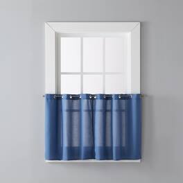 SKL Home - Saturday Knight Ltd Trio 3D Woven Triangle Window Tier - 2 Piece - 56" x 24" - Denim blue