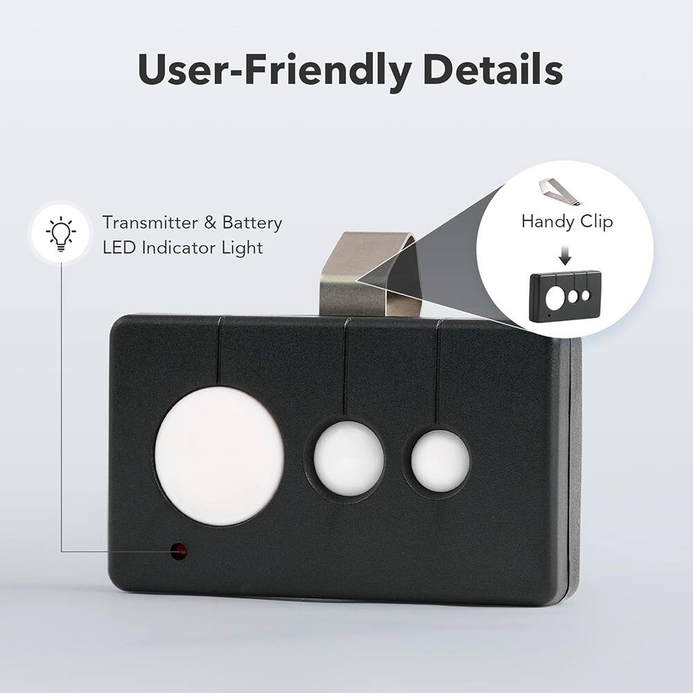 User-Friendly Details

- Transmitter & Battery LED Indicator Light
- Handy Clip