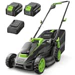 Steelite - 13-Inch 21V Cordless Electric Lawn Mower with Brushless Motor & 2 x 4.0Ah Battery