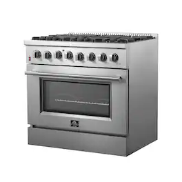 Forno Appliances - Galiano Alta Qualita 5.36 Cu. Ft. Freestanding Dual Fuel Range with Convection Oven - Silver