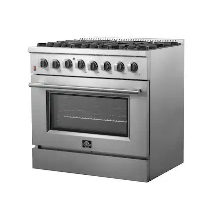 Front. Forno Appliances - Galiano Alta Qualita 5.36 Cu. Ft. Freestanding Dual Fuel Range with Convection Oven - Silver.