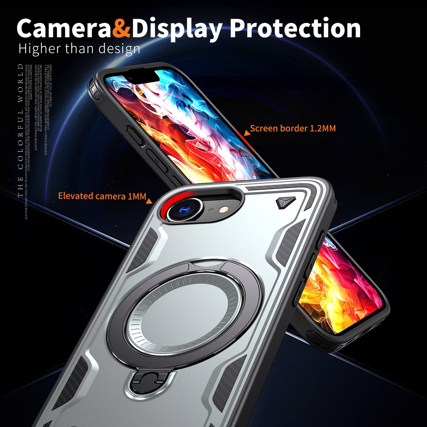 Camera & Display Protection  
Higher than design  

Screen border 1.2MM  
Elevated camera 1MM