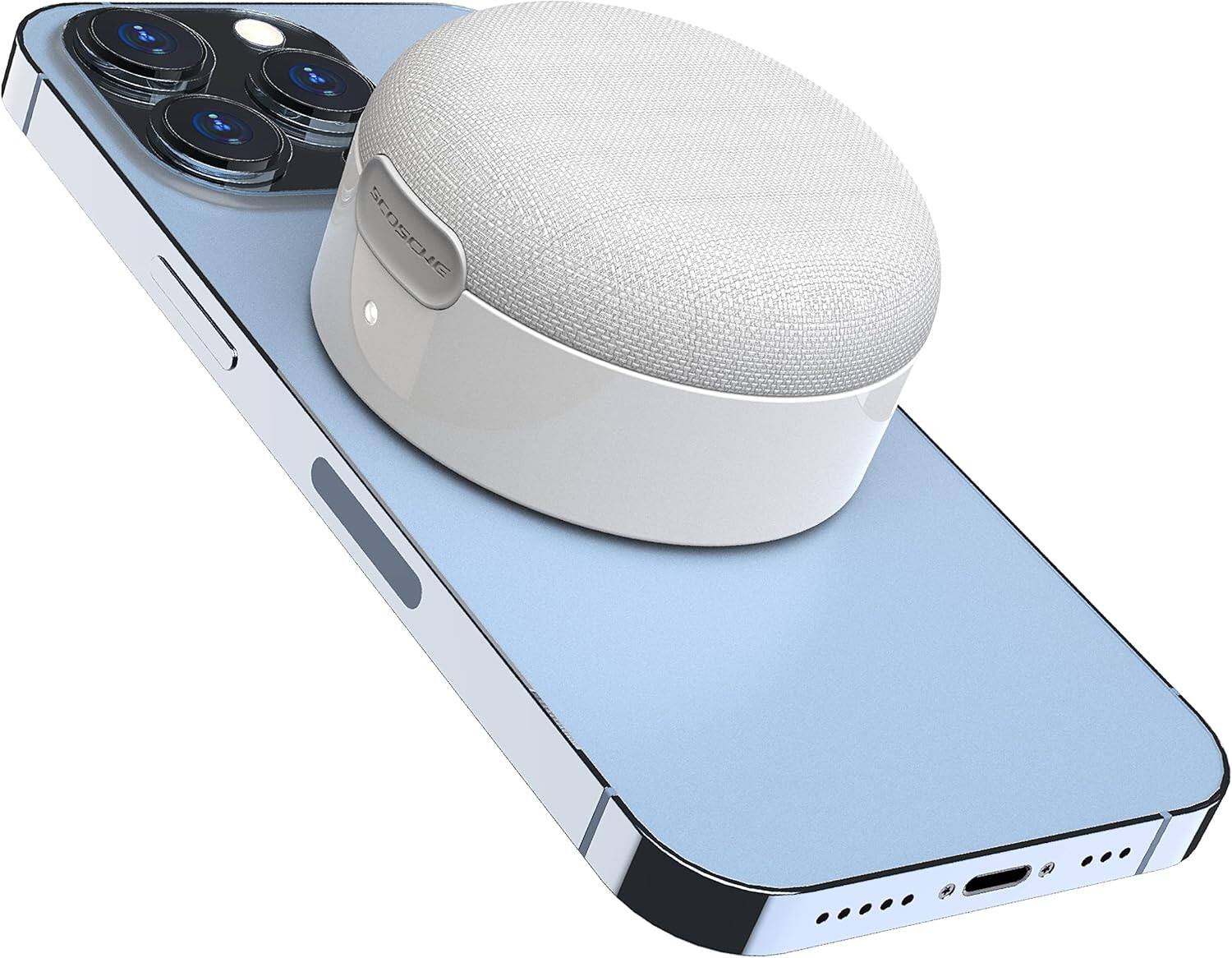 Angle. Scosche - Scosche BTMSSWT-SP BoomCan MS Portable Magnetic True Wireless Bluetooth Speaker Compatible with MagSafe iPhone 16/15/14/ - White.
