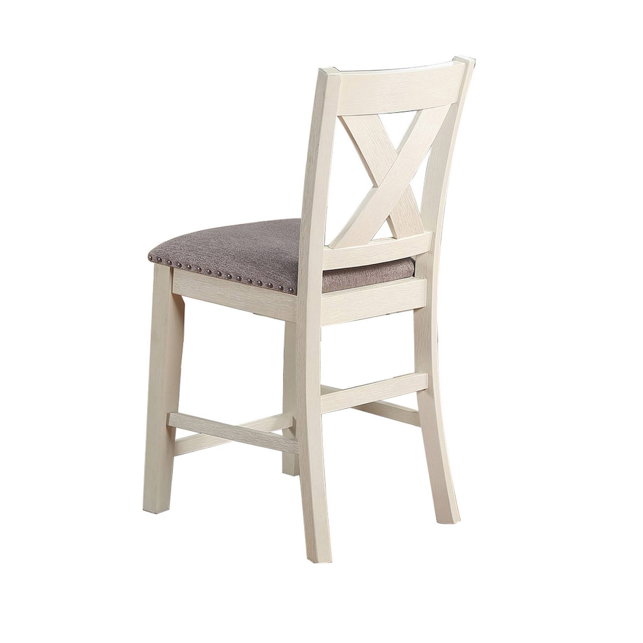 Alt View 3. Manhattan Lane - Joss 40 Inch Cottage Wood Counter Height Chair, Set of 2 - Cream, Gray.