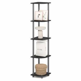 Furinno - TURN-N-TUBE 5 Tier Corner Shelf, Corner Bookshelf, Display Shelf for Living Room, Bedroom - Black/Grey