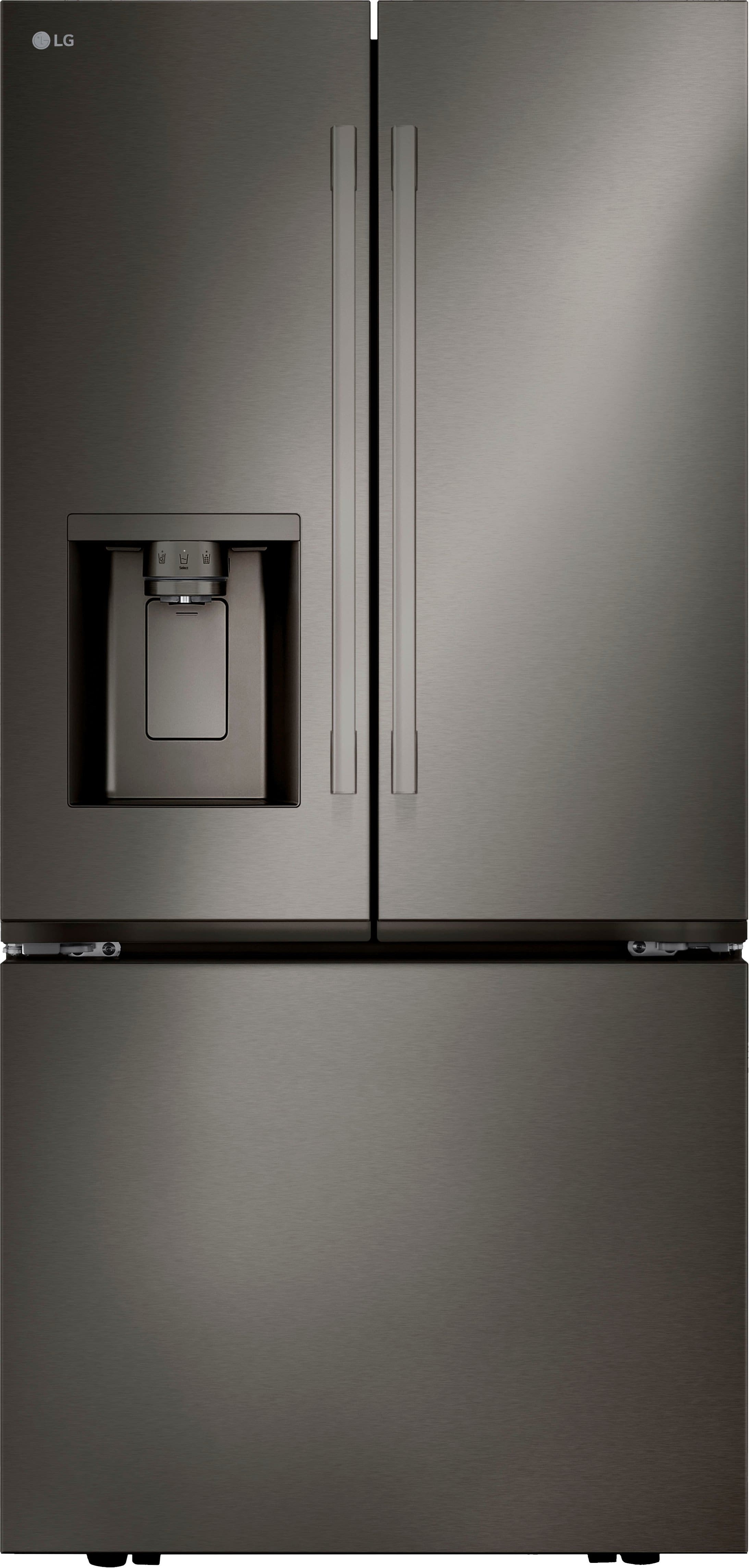 Front. LG - Standard-Depth MAX 24.5 Cu. Ft. Smart French Door Refrigerator with Dual Ice - PrintProof Black Stainless Steel.