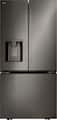 LG - 33-in Wide Standard-Depth MAX 24.5 Cu. Ft. Smart French Door Refrigerator with Dual Ice - Black Stainless Steel