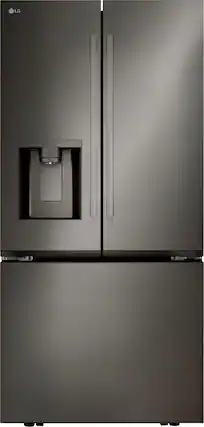 Front. LG - Standard-Depth MAX 24.5 Cu. Ft. Smart French Door Refrigerator with Dual Ice - PrintProof Black Stainless Steel.