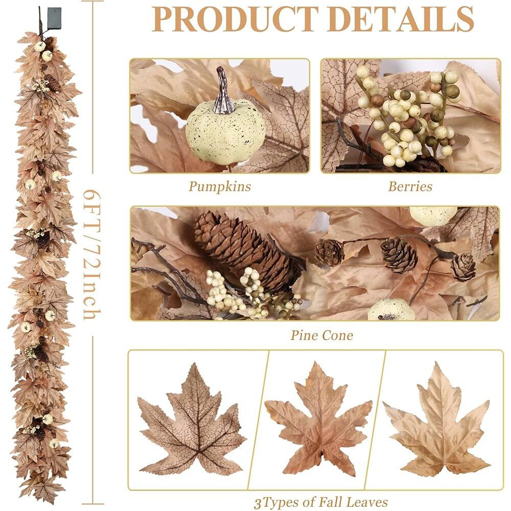 PRODUCT DETAILS

6FT/72Inch

Pumpkins

Berries

Pine Cone

3 Types of Fall Leaves