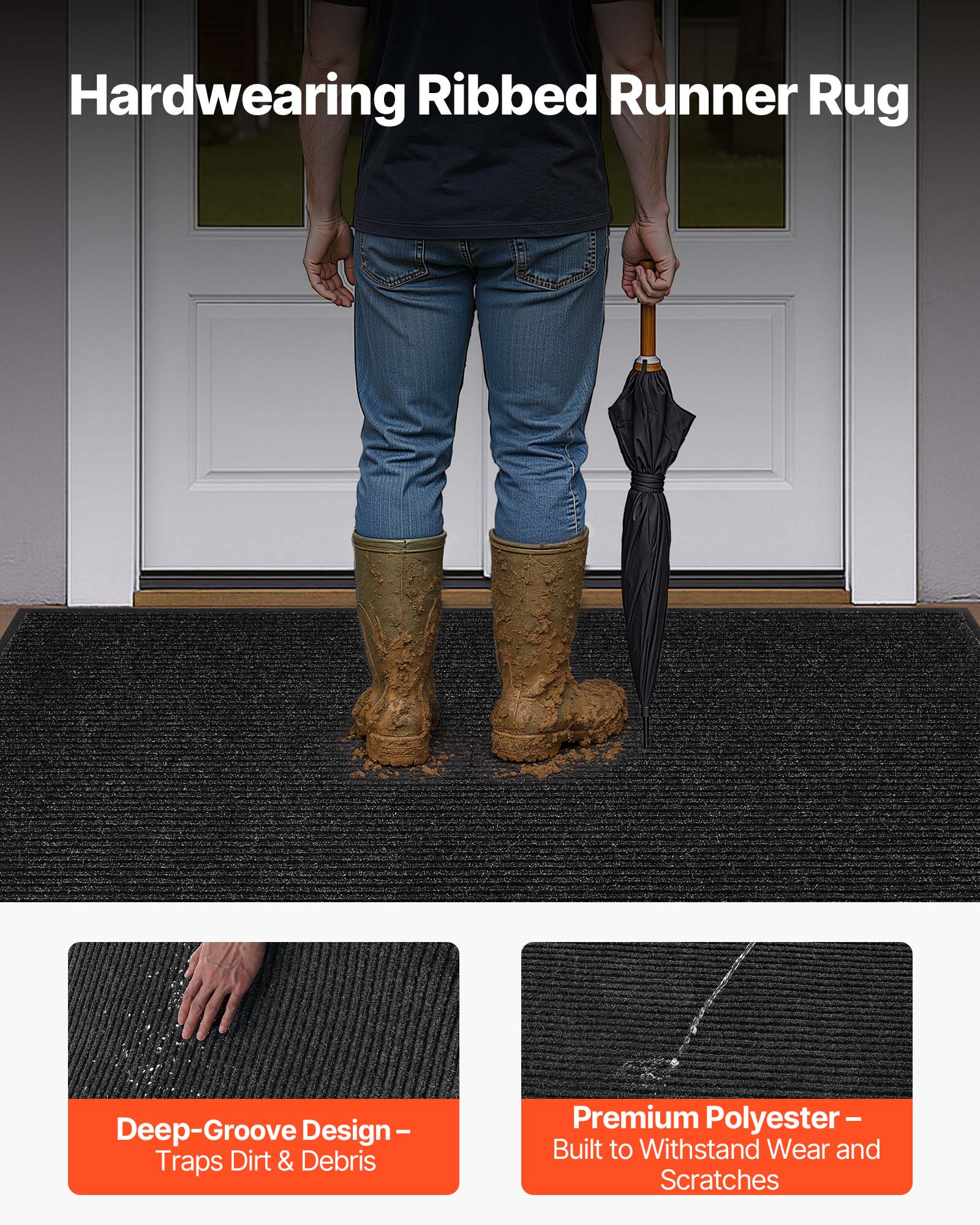 Hardwearing Ribbed Runner Rug

Deep-Groove Design – Traps Dirt & Debris

Premium Polyester – Built to Withstand Wear and Scratches