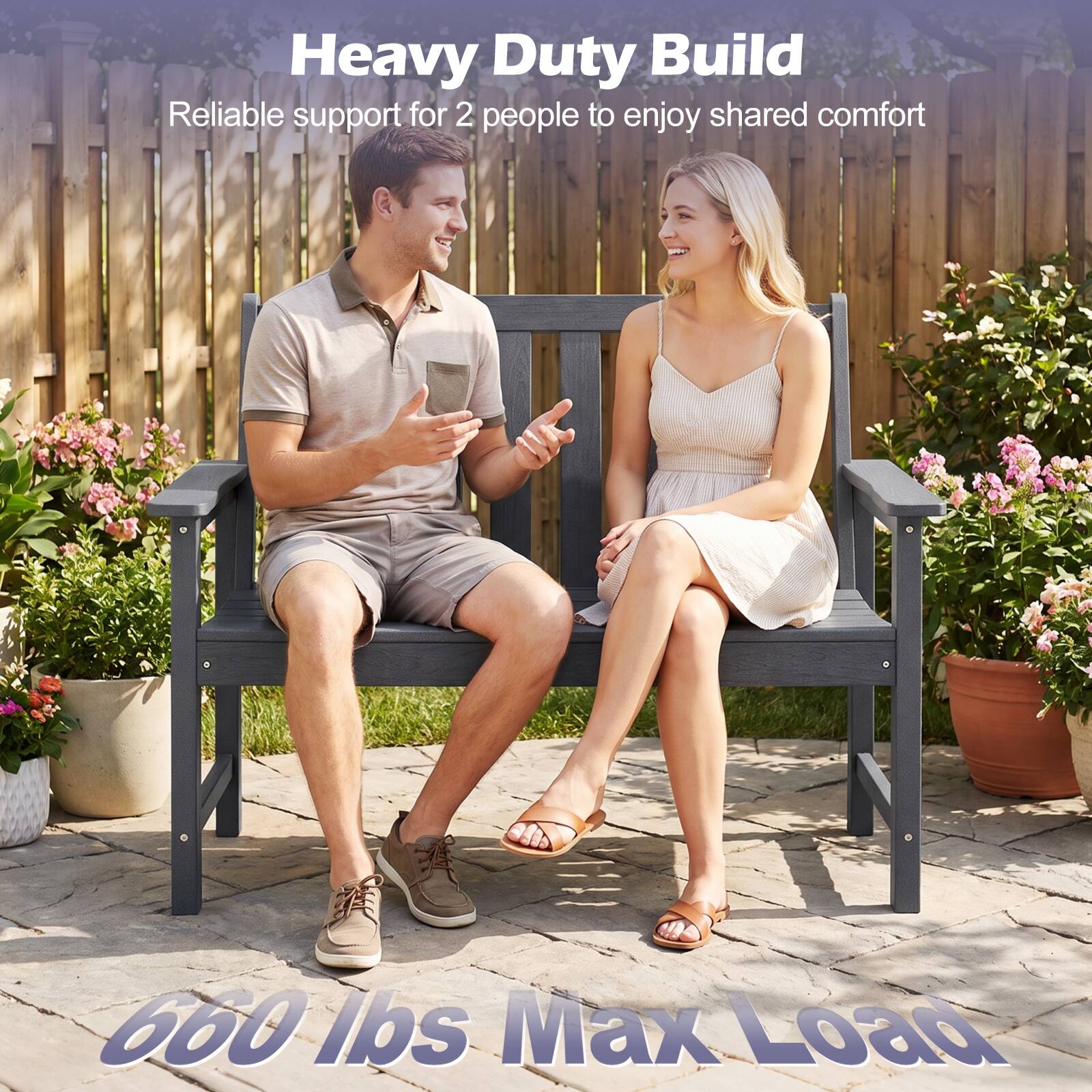 Heavy Duty Build  
Reliable support for 2 people to enjoy shared comfort  
660 lbs Max Load