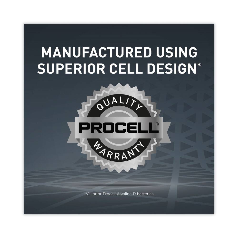 MANUFACTURED USING SUPERIOR CELL DESIGN*

QUALITY  
PROCELL®  
WARRANTY

*Vs. prior Procell Alkaline D batteries