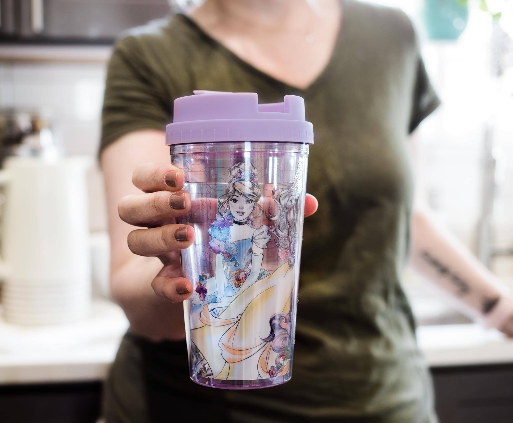 Alt View 10. Silver Buffalo - Disney Princesses Double-Walled Plastic Tumbler With Lid | Holds 16 Ounces - Purple.