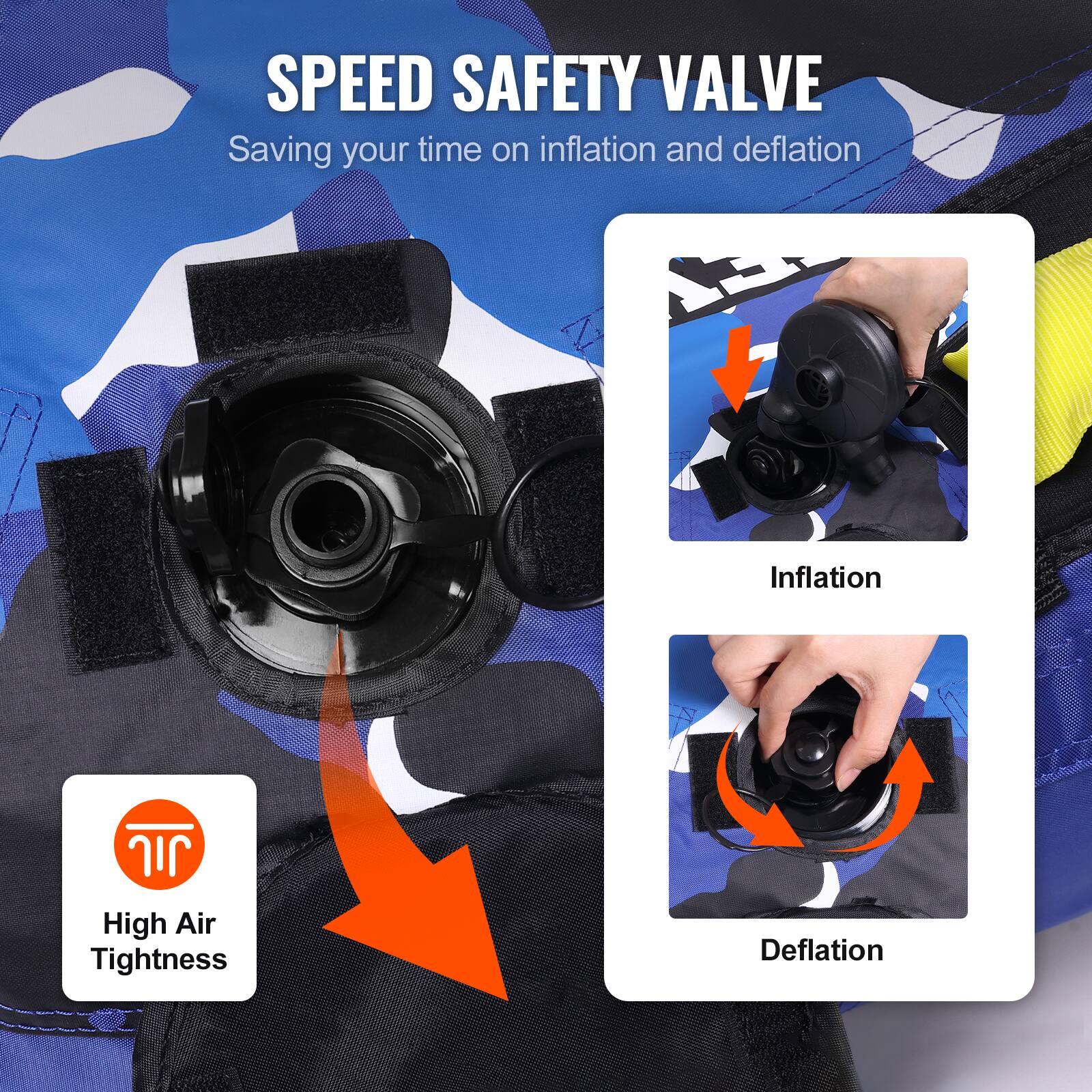 SPEED SAFETY VALVE, Saving your time on inflation and deflation, Inflation, Deflation, High Air Tightness