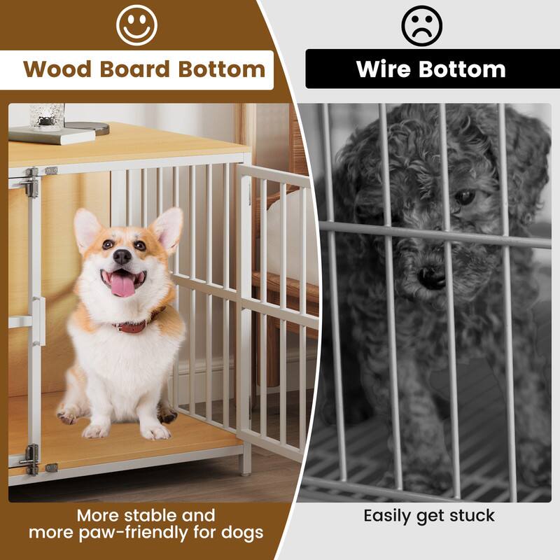 Wood Board Bottom  
Wire Bottom  
More stable and more paw-friendly for dogs  
Easily get stuck