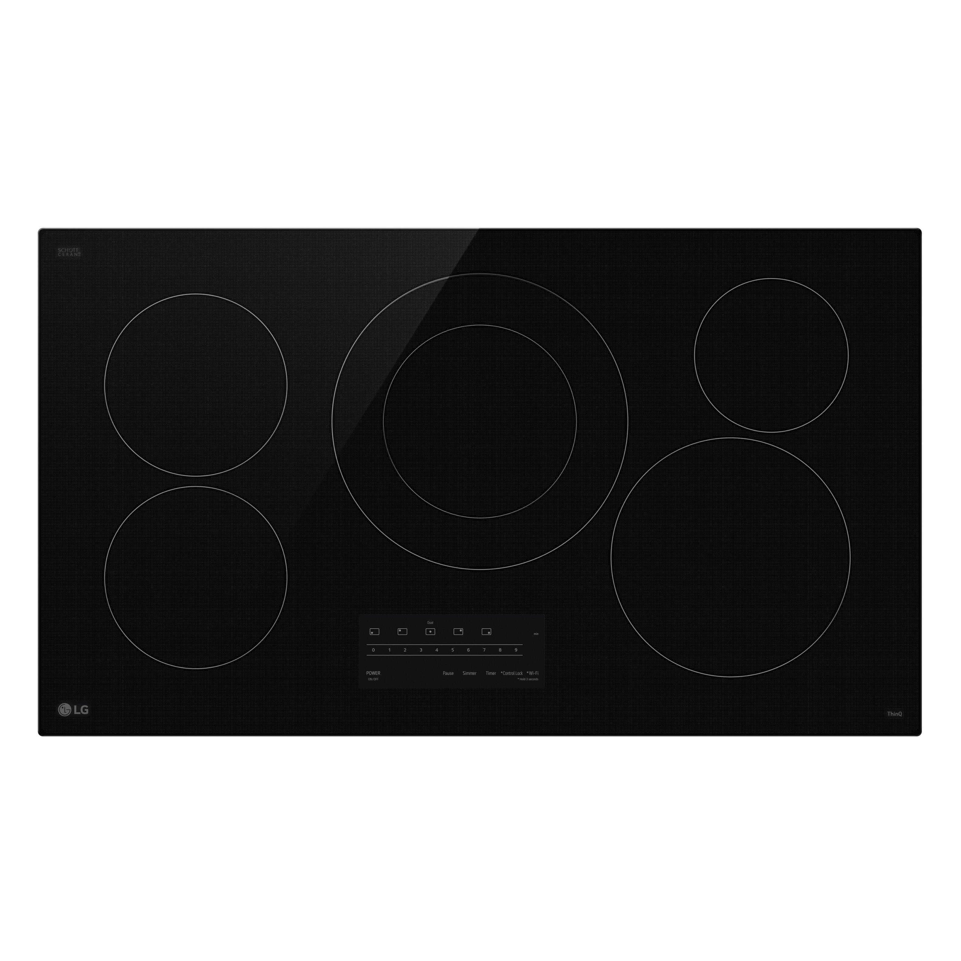 Alt View 5. LG - 36" Built-In Electric Smart Cooktop with 5 Elements with 3.0kW UltraHeat Dual Element and SmoothTouch Glass Controls - Black.