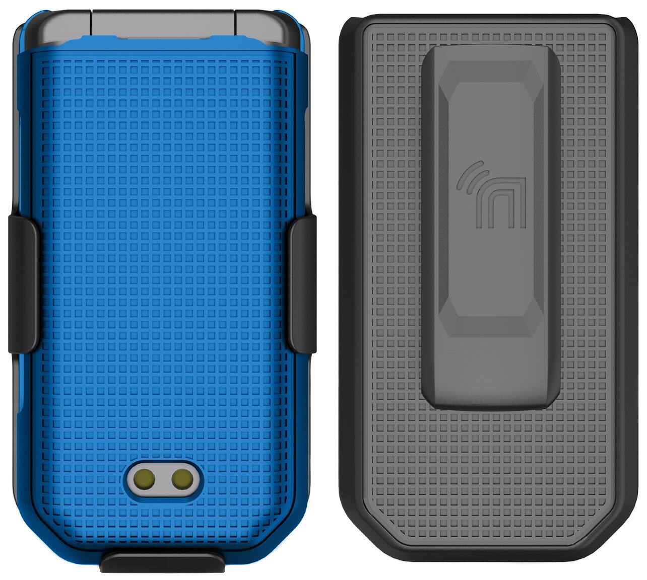Alt View 3. Nakedcellphone - Case and Belt Clip Holster for CAT S22 Flip Phone - Blue.