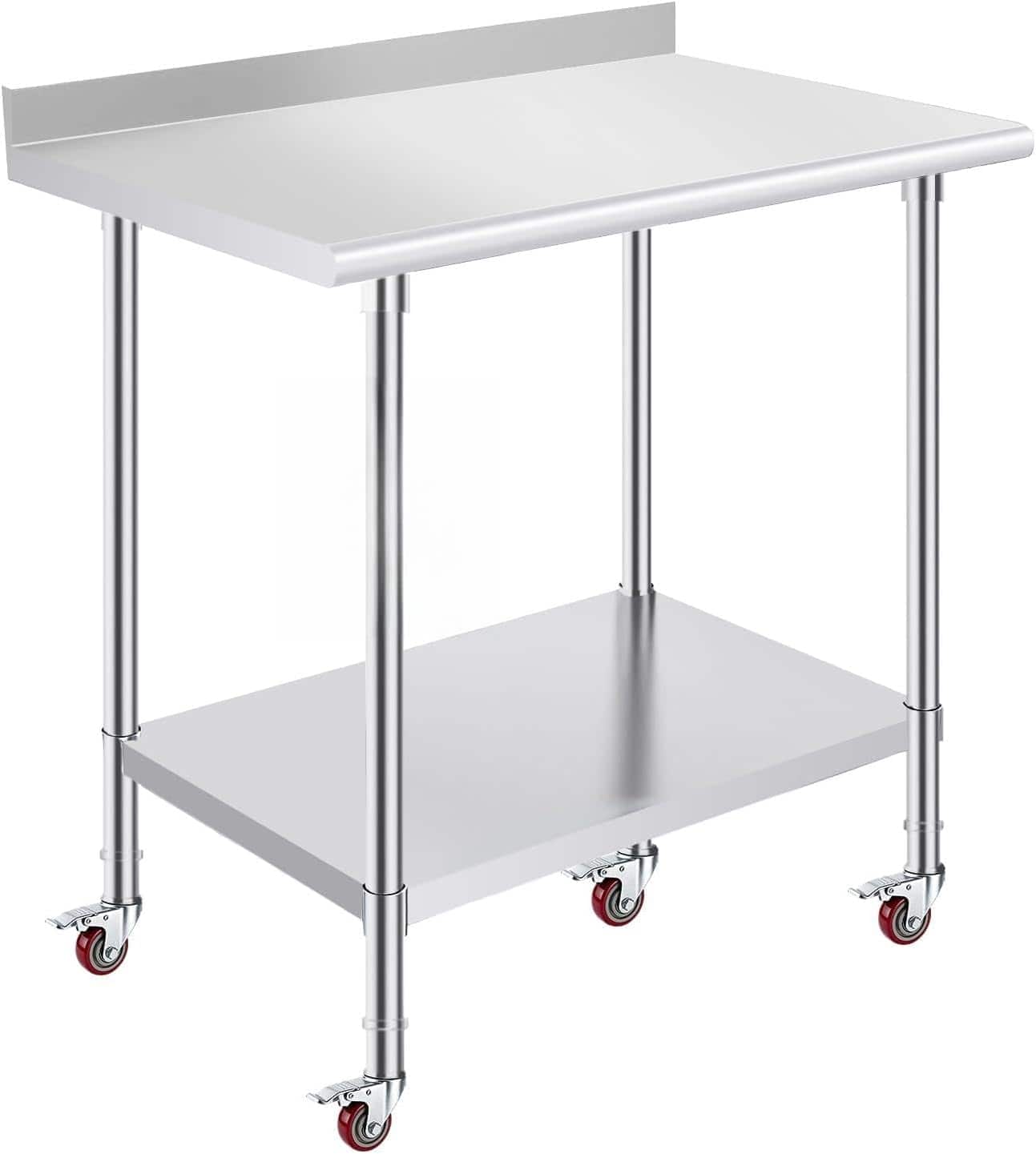 OSTBA - 24 × 36 Prep Table, NSF Commercial Heavy-Duty Work Table with Adjustable Undershelf & Feet - Stainless Steel