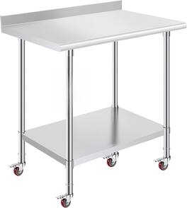 OSTBA - 24 × 36 Prep Table, NSF Commercial Heavy-Duty Work Table with Adjustable Undershelf & Feet - Stainless Steel
