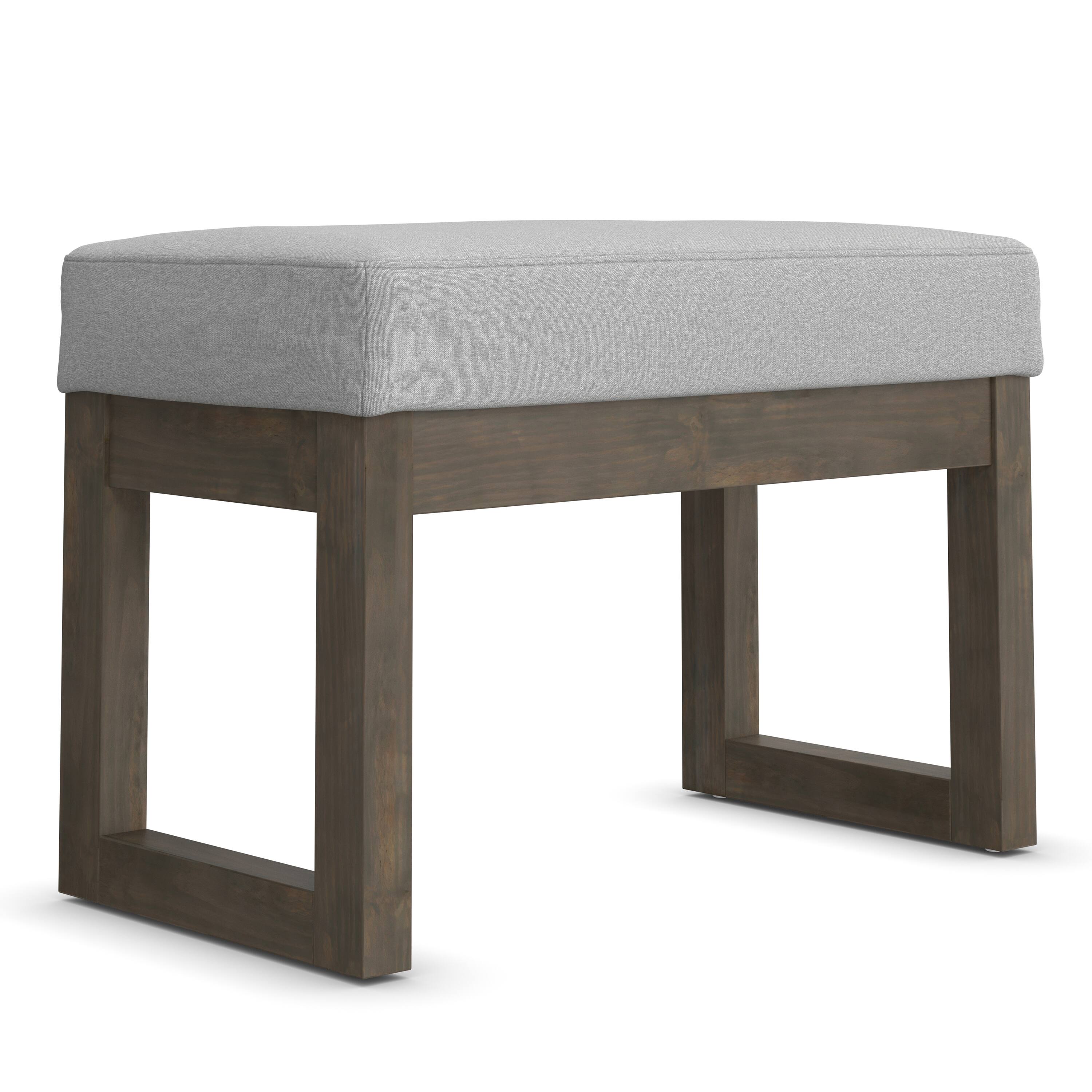 Alt View 2. Simpli Home - Milltown Footstool Small Ottoman Bench - Light Stone Grey.