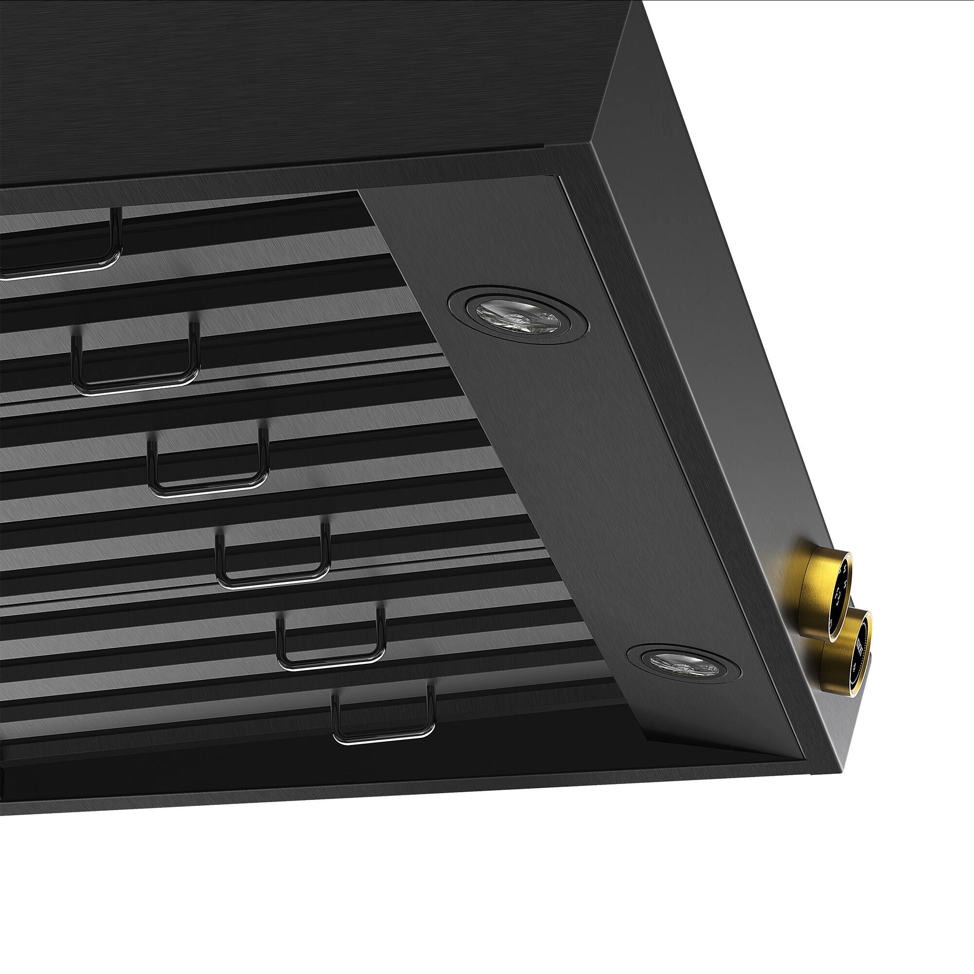 Alt View 6. Kucht - 36 in. 5.2 cu. ft. 6 Burners Dual Fuel Range for Natural Gas in Titanium Stainless Steel + Wall Mount Range Hood - Gemstone with Gold accents.