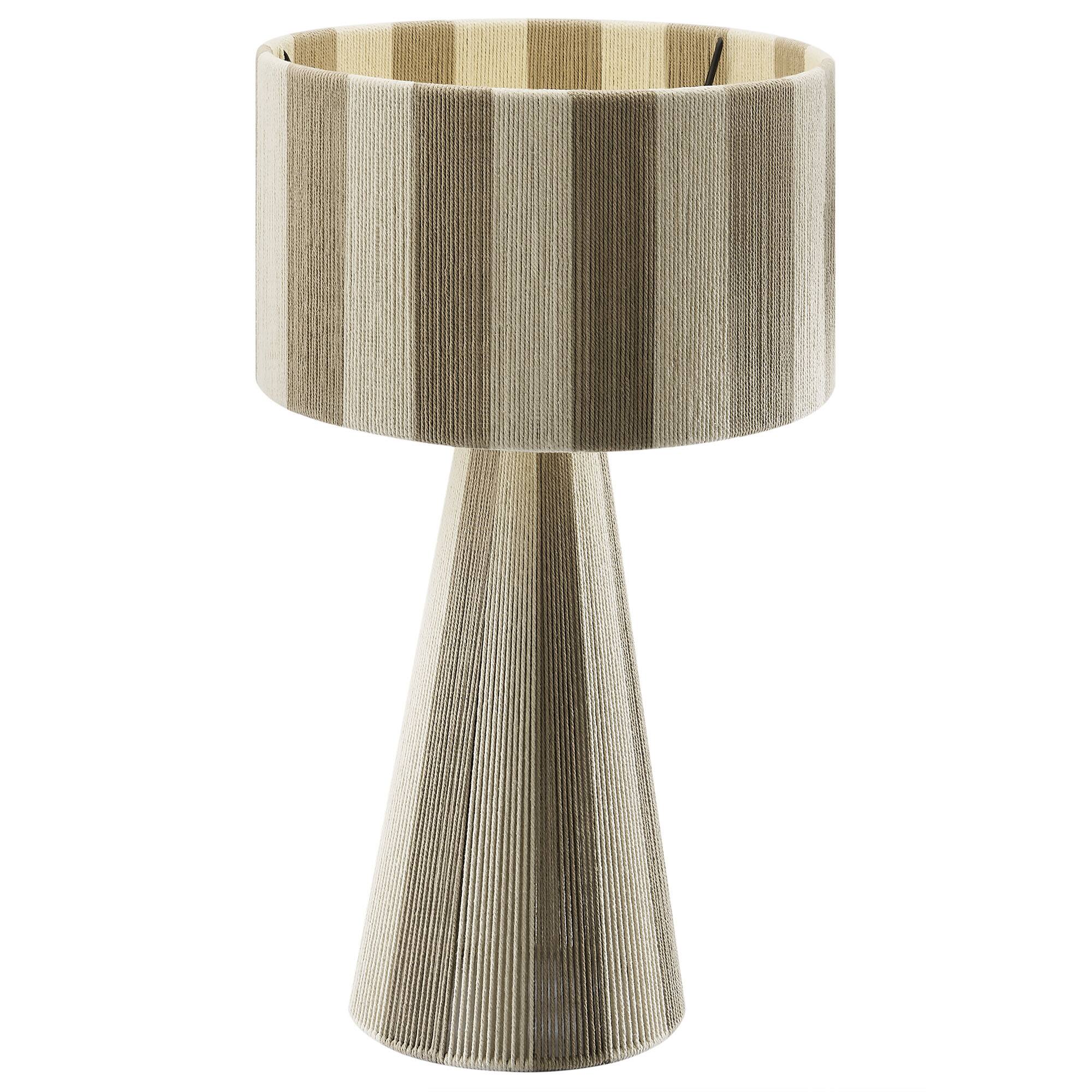 Alt View 3. Modway - Renae Handwoven Cotton Thread Striped Table Lamp by Modway - Cobblestone.