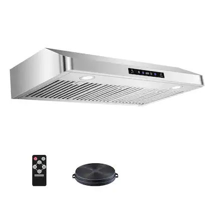 Front. Aobosi - Range Hood with Dual Motor, 900 CFM 30 inch Kitchen Stove Vent Hood with Dishwasher-Safe Filters, 3-Speed Fan & 2 Lights - Silver.