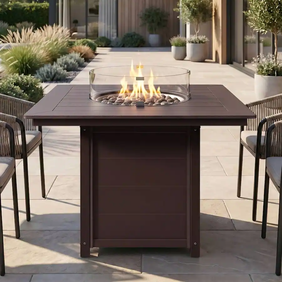 WestinTrends Helios 42" Modern Outdoor Patio Gas Propane Square Fire ...