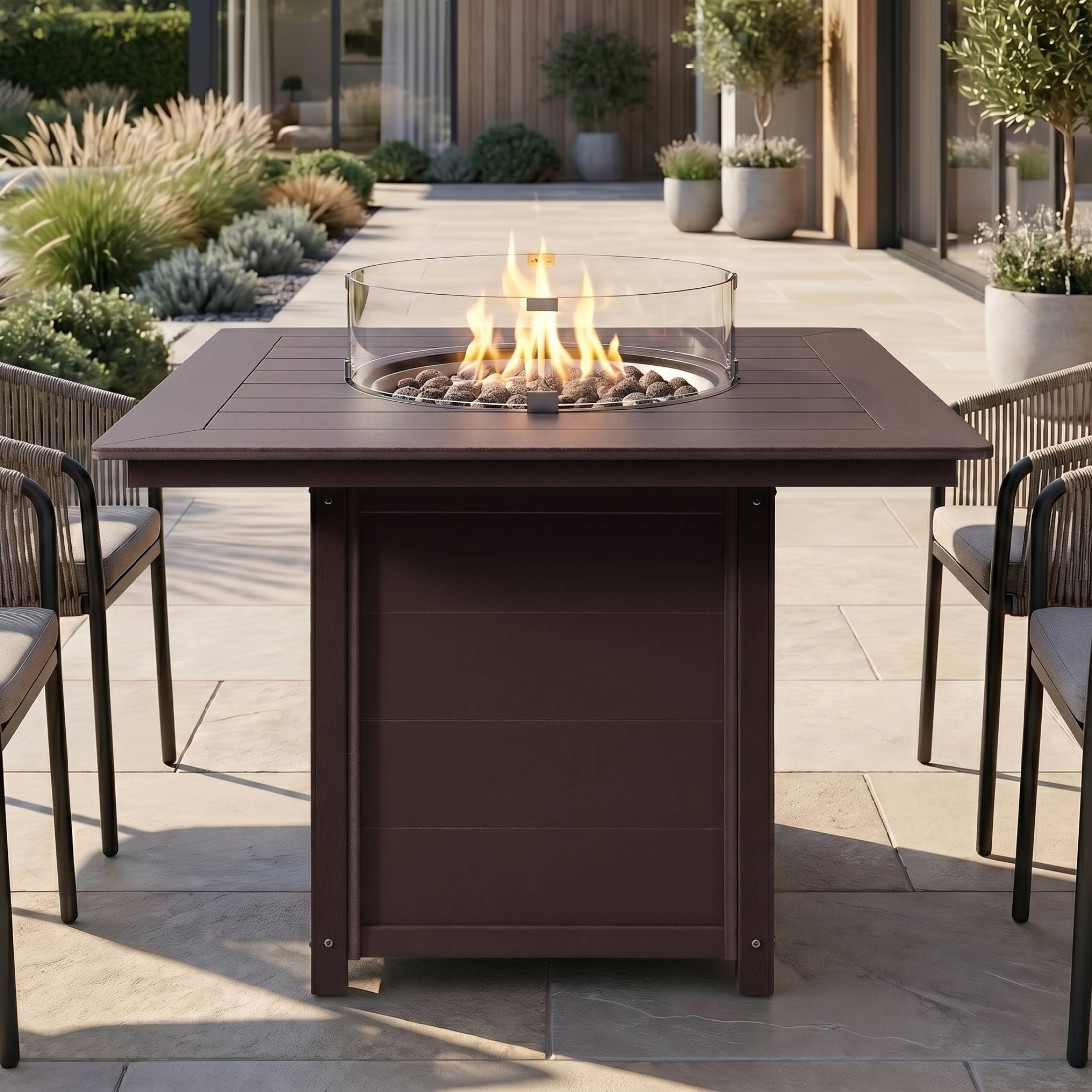 Angle. WestinTrends - WestinTrends Helios 42" Modern Outdoor Patio Gas Propane Square Fire Pit Table.