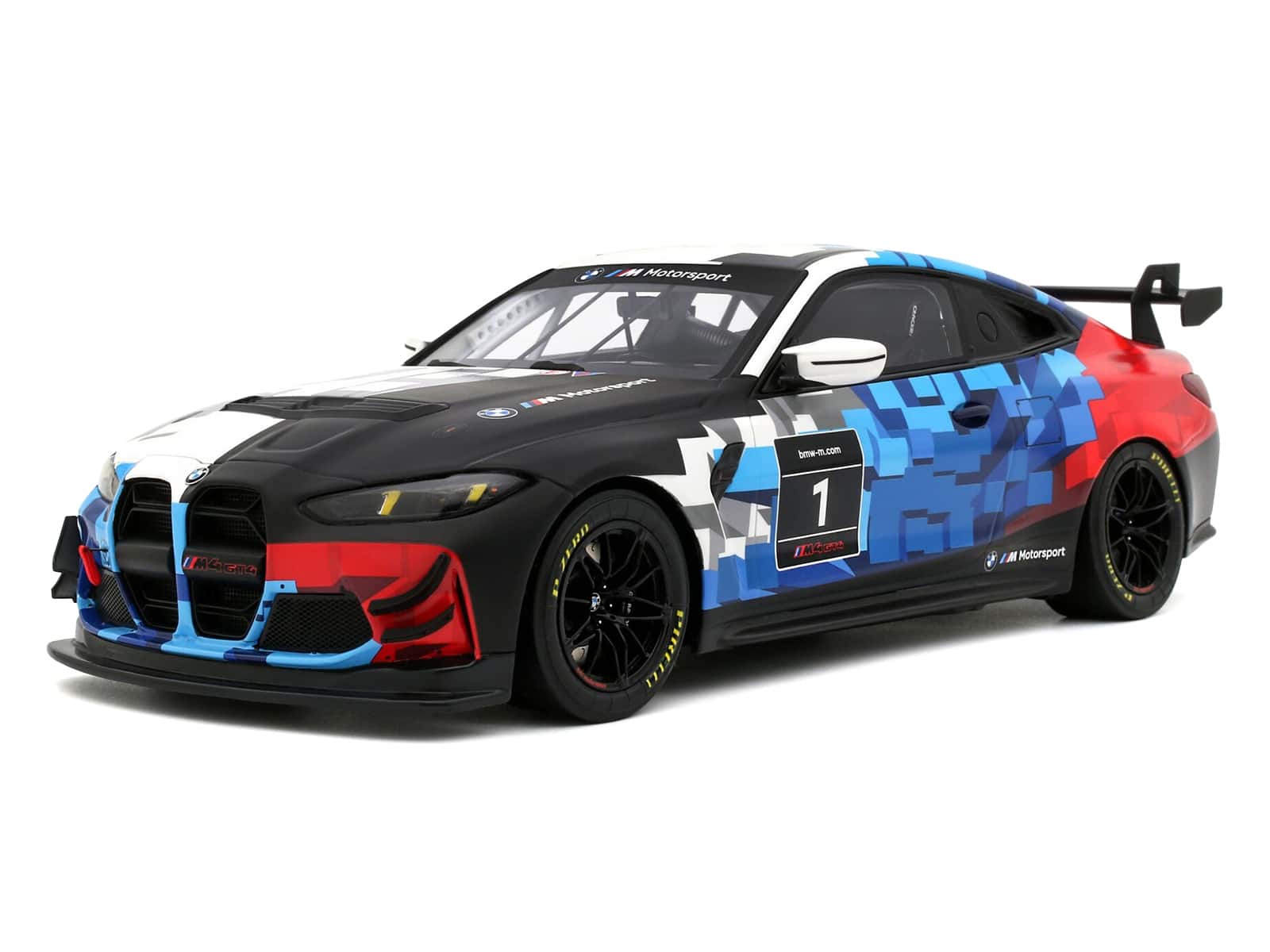 "2024 BMW M4 GT4 #1 ""M Motorsport Livery"" Black and White with Red & Blue Graphics Ltd Ed 1/18 Model Car by Otto Mobile" price history on PriceWatchPro
