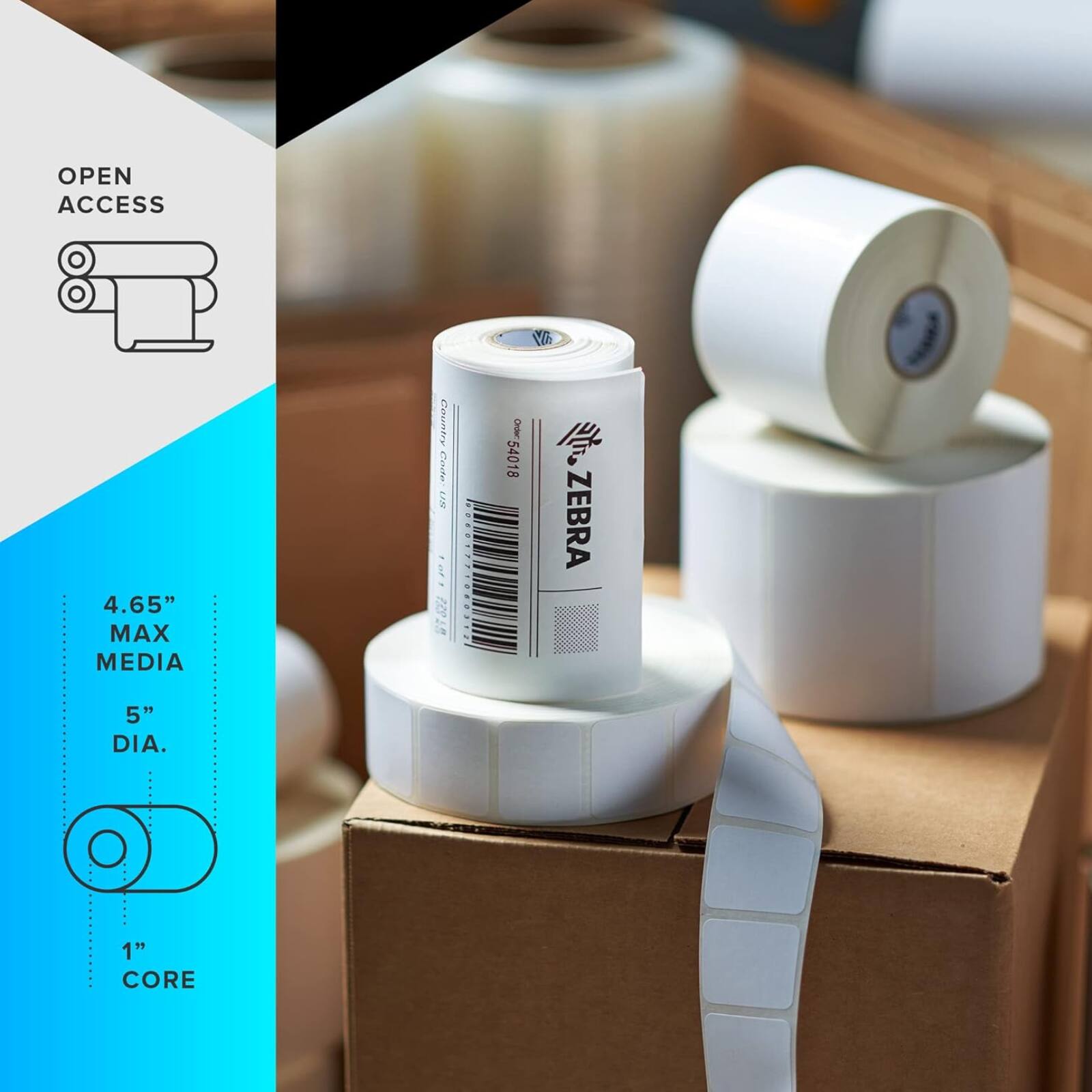 OPEN ACCESS  
4.65" MAX MEDIA  
5" DIA.  
1" CORE