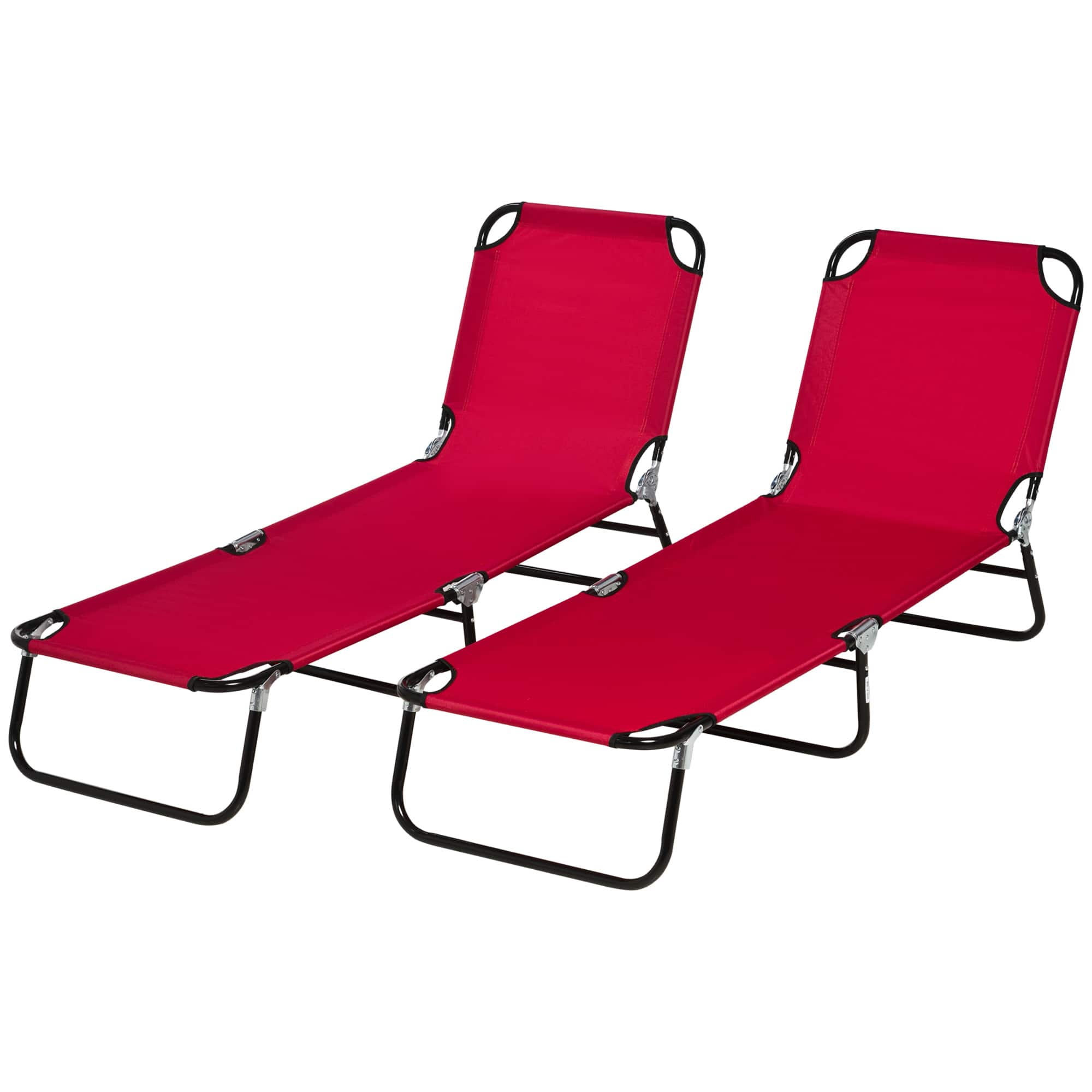 Outsunny - Piece Folding Chaise Lounge Pool Chairs, Outdoor Sun Tanning Chairs with 5-Level Reclining Back - Wine Red